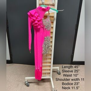 Pink and Silver Pre-Teen 2 Ballroom Latin Competition Dress
